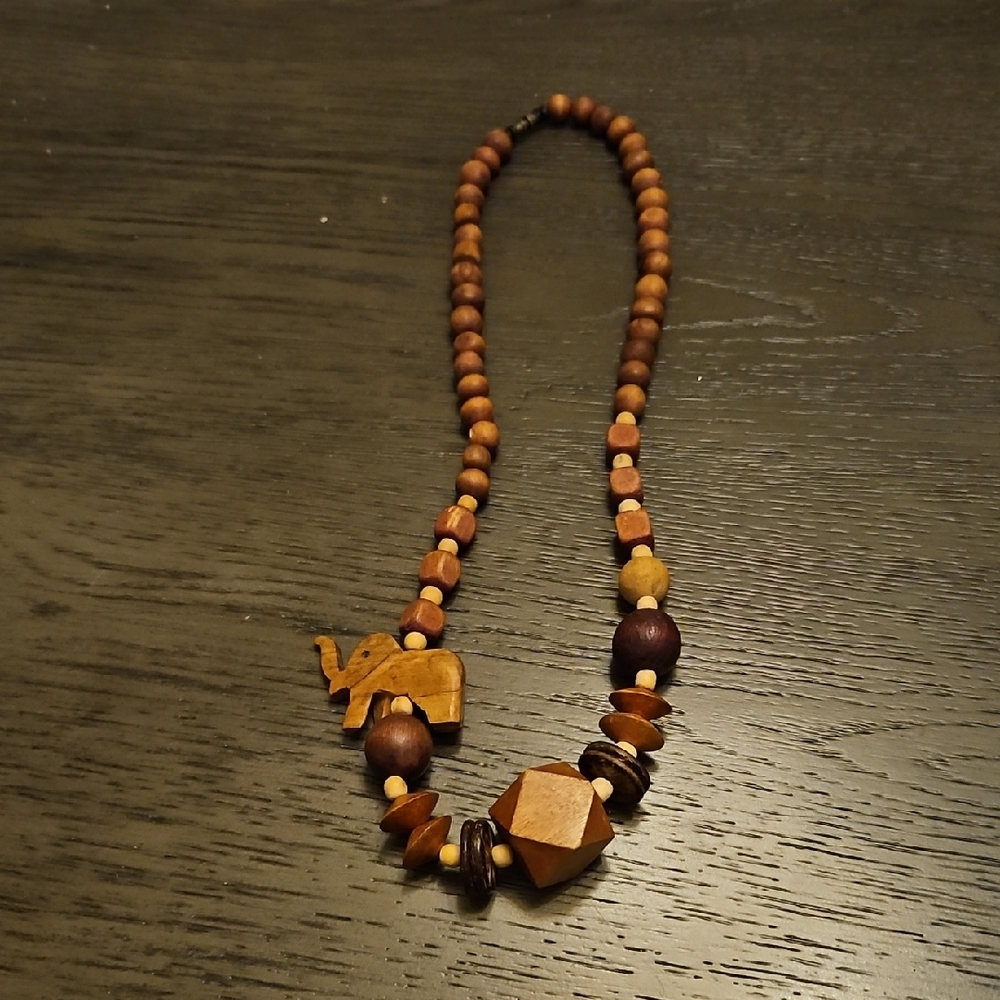 Handcrafted Wooden Elephant Necklace